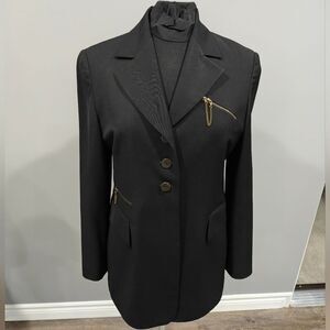 🐢 Barbara Bui Ready To Wear Women's Blazer Size 42/S Black With Zipper Chains.